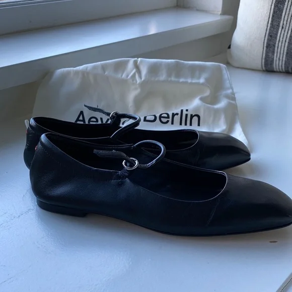 Aeyde Uma Black Nappa Leather Mary Jane ballerina flat Shoes - Picture 10 of 16